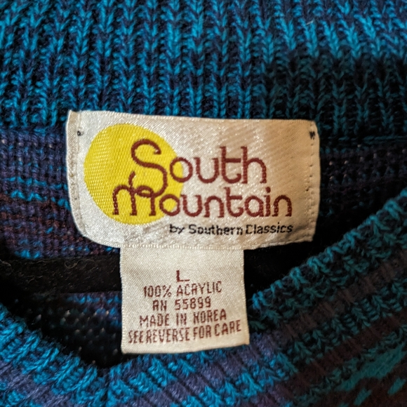 Vintage Retro Geometric Made In Korea Sweater Large Blue Purple - Picture 2 of 5